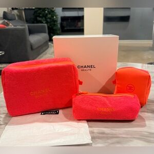 Chanel Vibrant Orange 3 pc Cosmetic/ travel set